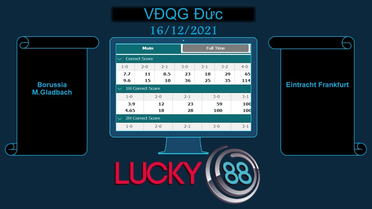 LUCKY88 Borussia M.Gladbach vs Eintracht Frankfurt   , Soi kèo bóng đá hôm nay 16/12/2021, VĐQG Đức