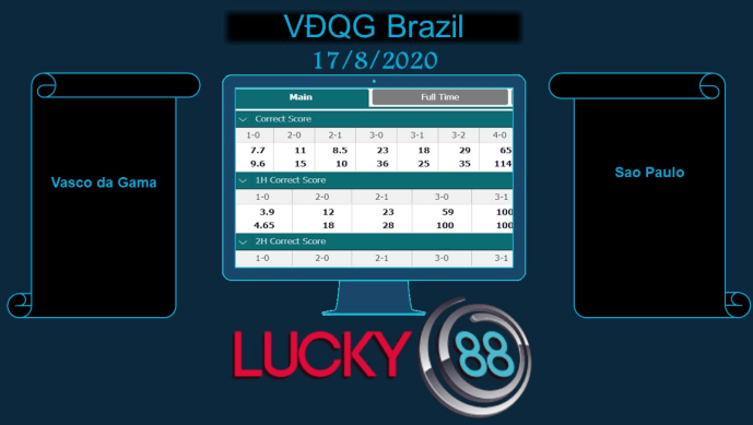 LUCKY88 Vasco da Gama vs São Paulo, Soi kèo bóng đá hôm nay 17/08/2020, VĐQG Brazil