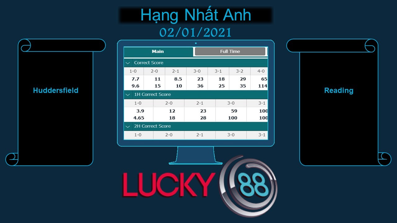 LUCKY88 Huddersfield vs Reading , Soi kèo bóng đá hôm nay 02/01/2021, Hạng Nhất Anh