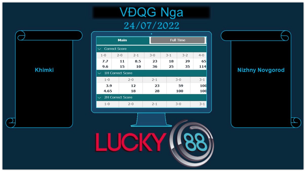 LUCKY88 Khimki vs Nizhny Novgorod , Soi kèo bóng đá hôm nay 24/07/2022,  VĐQG Nga