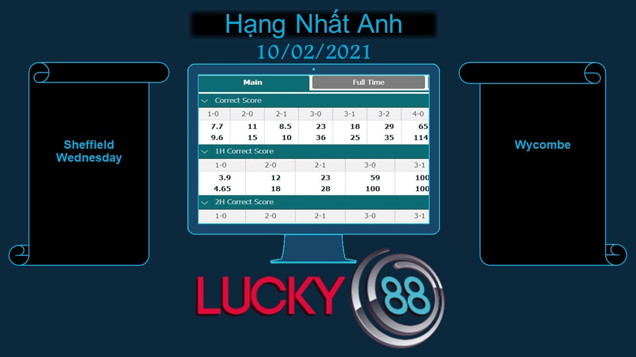 LUCKY88 Sheffield Wednesday vs Wycombe, Soi kèo bóng đá hôm nay 10/02/2021, Hạng Nhất Anh