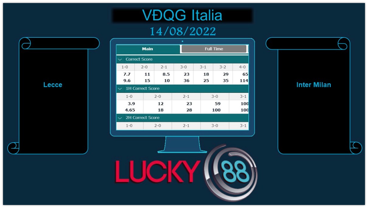 LUCKY88 Lecce vs Inter Milan, Soi kèo bóng đá hôm nay 14/08/2022,  VĐQG Italia