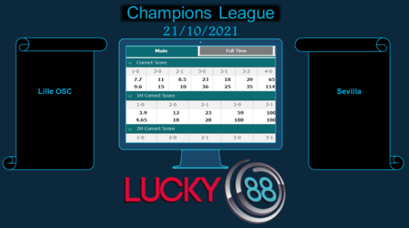 LUCKY88 Lille OSC vs Sevilla , Soi kèo bóng đá hôm nay 21/10/2021, Champions League