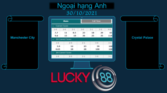 LUCKY88 Manchester City vs Crystal Palace , Soi kèo bóng đá hôm nay 30/10/2021, Ngoại hạng Anh