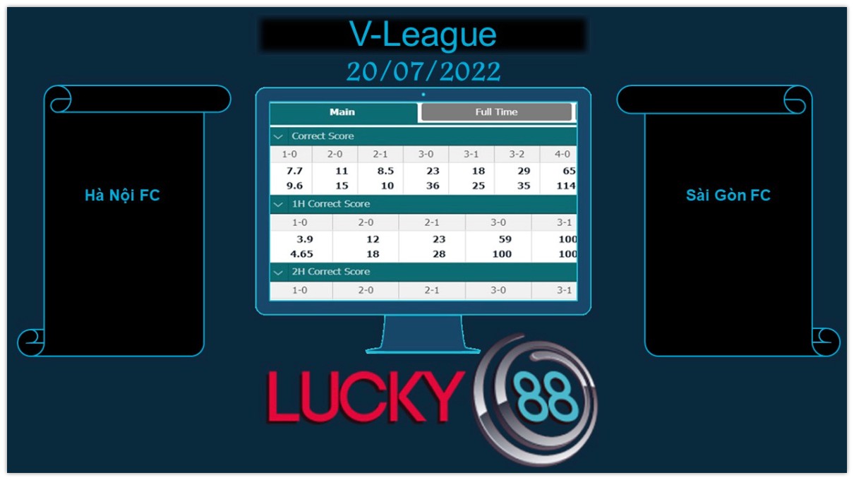 LUCKY88 Hà Nội FC vs Sài Gòn FC , Soi kèo bóng đá hôm nay 20/07/2022, V-League