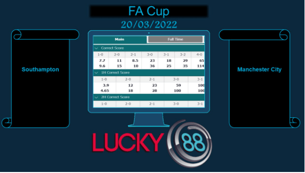 LUCKY88 Southampton vs Manchester City  , Soi kèo bóng đá hôm nay 20/03/2022, FA Cup