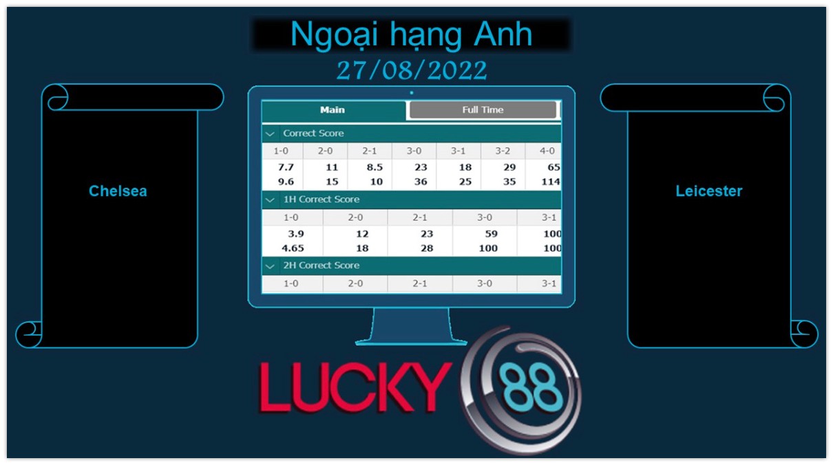 LUCKY88 Chelsea vs Leicester , Soi kèo bóng đá hôm nay 27/08/2022, Ngoại hạng Anh