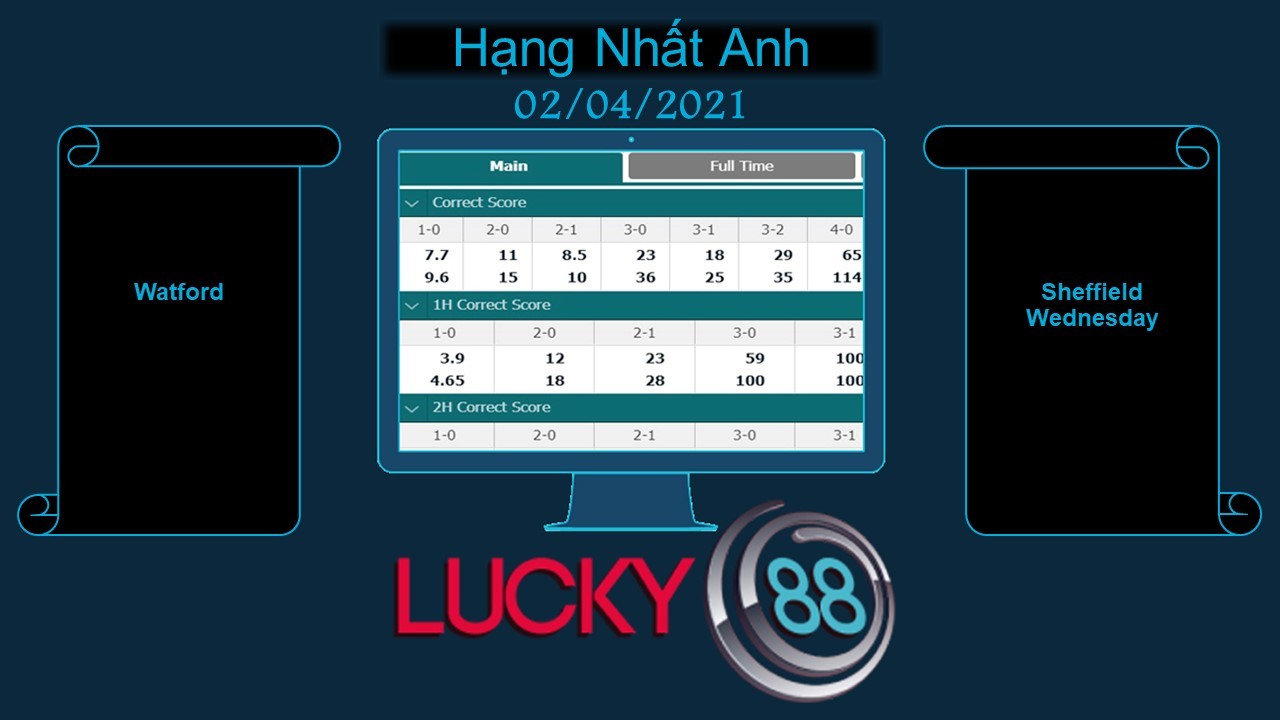 LUCKY88 Watford vs Sheffield Wednesday , Soi kèo bóng đá hôm nay 02/04/2021, Hạng Nhất Anh