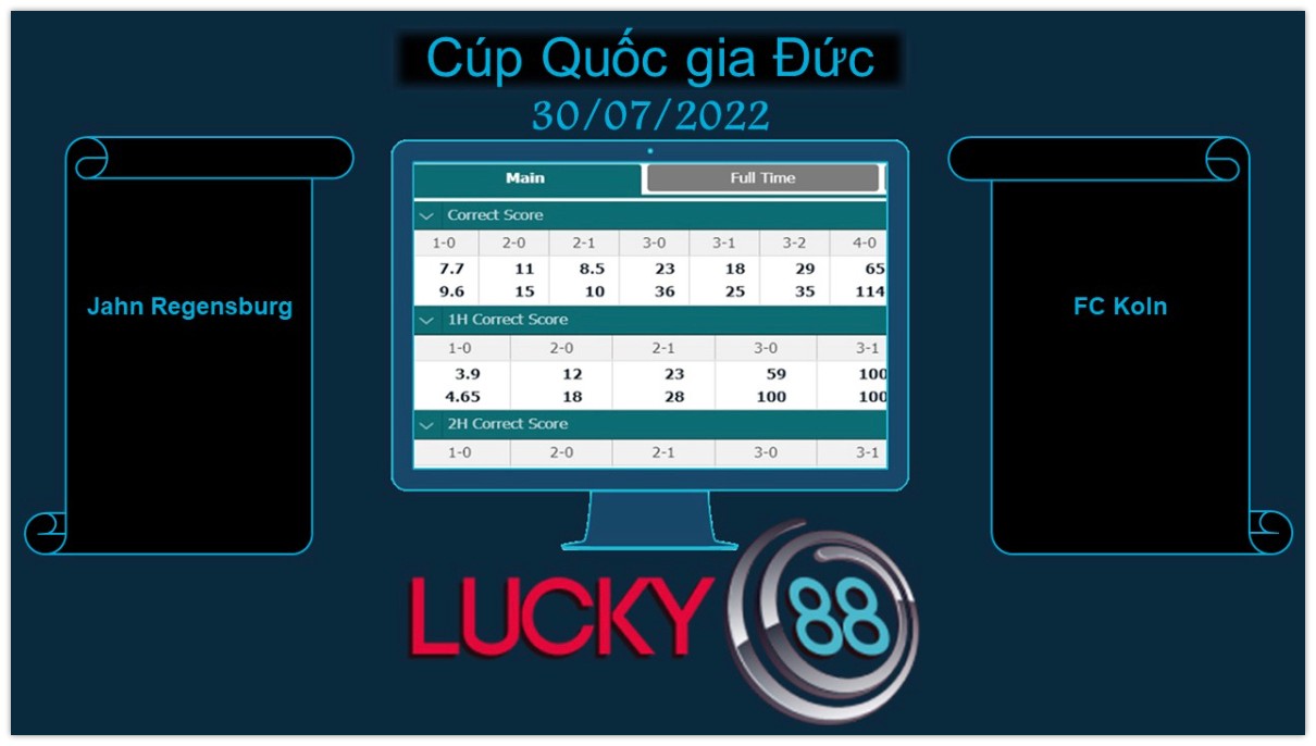 LUCKY88 Jahn Regensburg vs FC Koln , Soi kèo bóng đá hôm nay 30/07/2022,  Cúp Quốc gia Đức