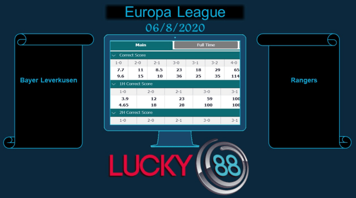 LUCKY88 Bayer 04 Leverkusen vs Rangers , Soi kèo bóng đá hôm nay 06/08/2020, Europa League
