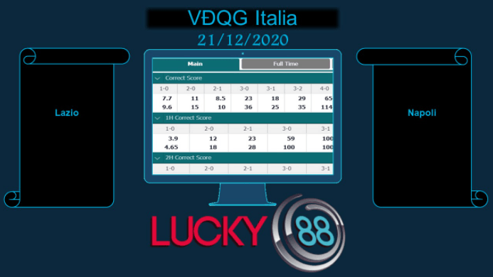 LUCKY88 Lazio vs Napoli , Soi kèo bóng đá hôm nay 21/12/2020, VĐQG Italia