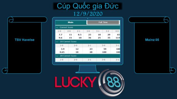 LUCKY88 TSV Havelse vs Mainz 05, Soi kèo bóng đá hôm nay 12/09/2020, Cúp Quốc gia Đức