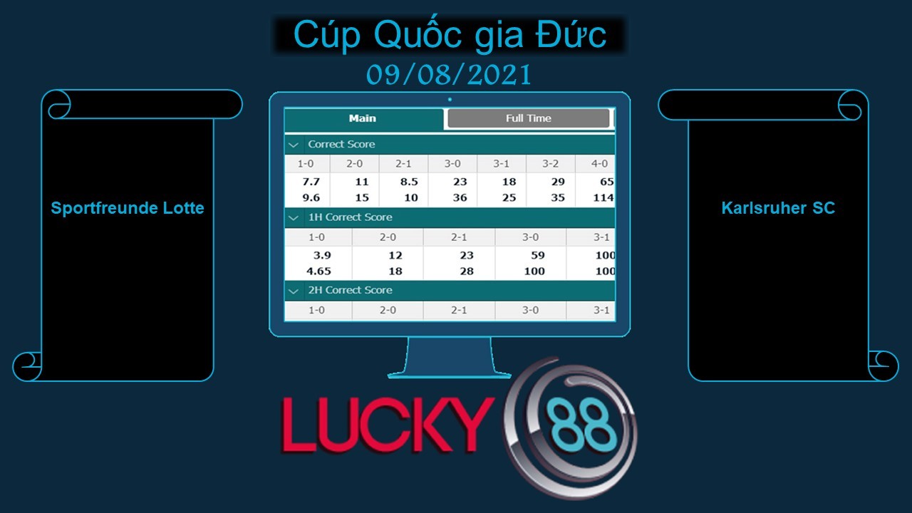 LUCKY88 Sportfreunde Lotte vs Karlsruher SC , Soi kèo bóng đá hôm nay 09/08/2021, Cúp Quốc gia Đức