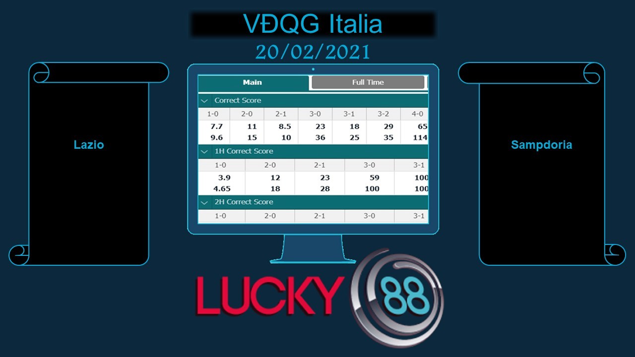 LUCKY88 Lazio vs Sampdoria  , Soi kèo bóng đá hôm nay 20/02/2021, VĐQG Italia