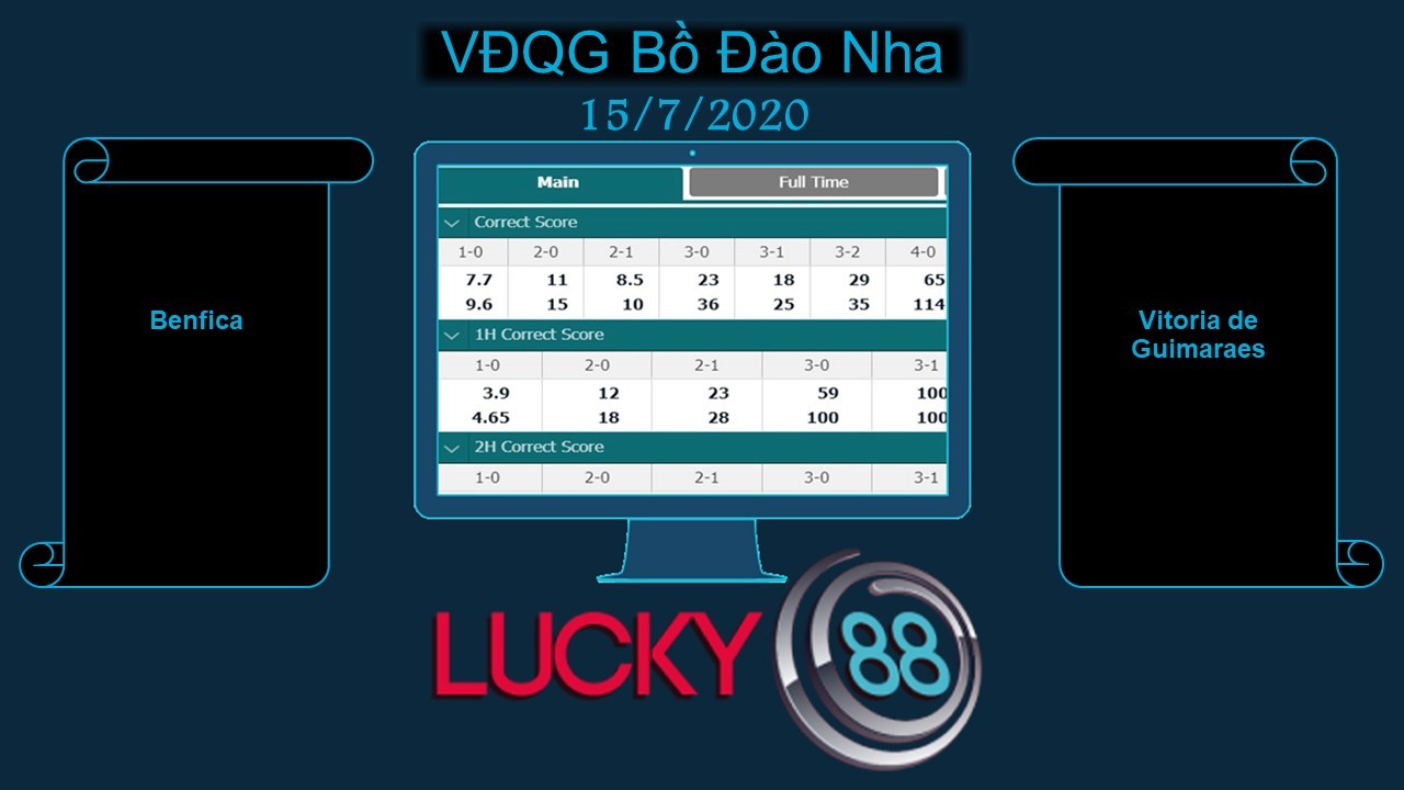 LUCKY88 SL Benfica vs Vitória de Guimarães , Soi kèo bóng đá hôm nay 15/07/2020, VĐQG Bồ Đào Nha