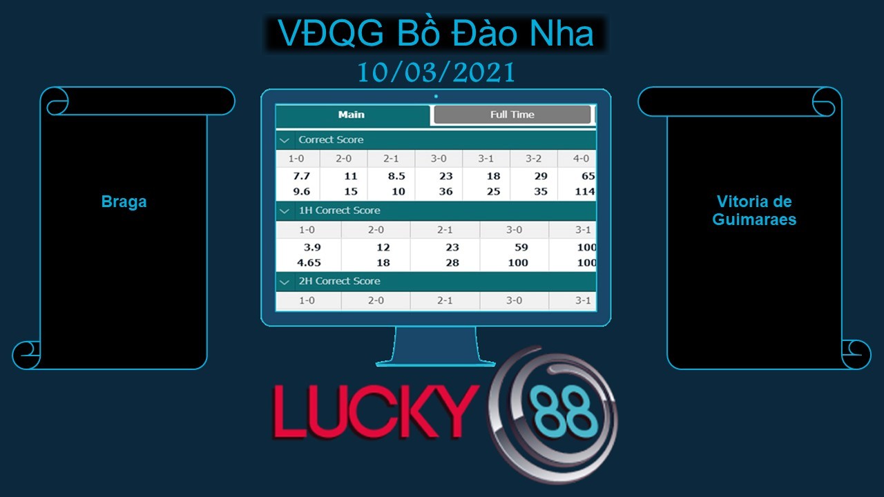 LUCKY88 Braga vs Vitoria de Guimaraes  , Soi kèo bóng đá hôm nay 10/03/2021,  VĐQG Bồ Đào Nha