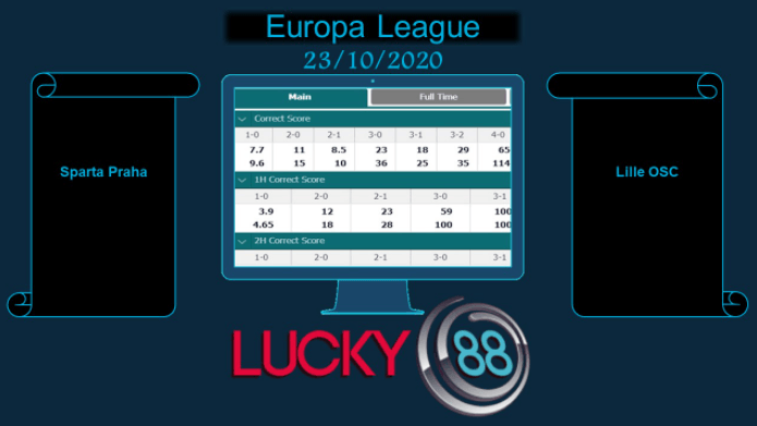 LUCKY88 Sparta Praha vs Lille OSC , Soi kèo bóng đá hôm nay 23/10/2020, Europa League