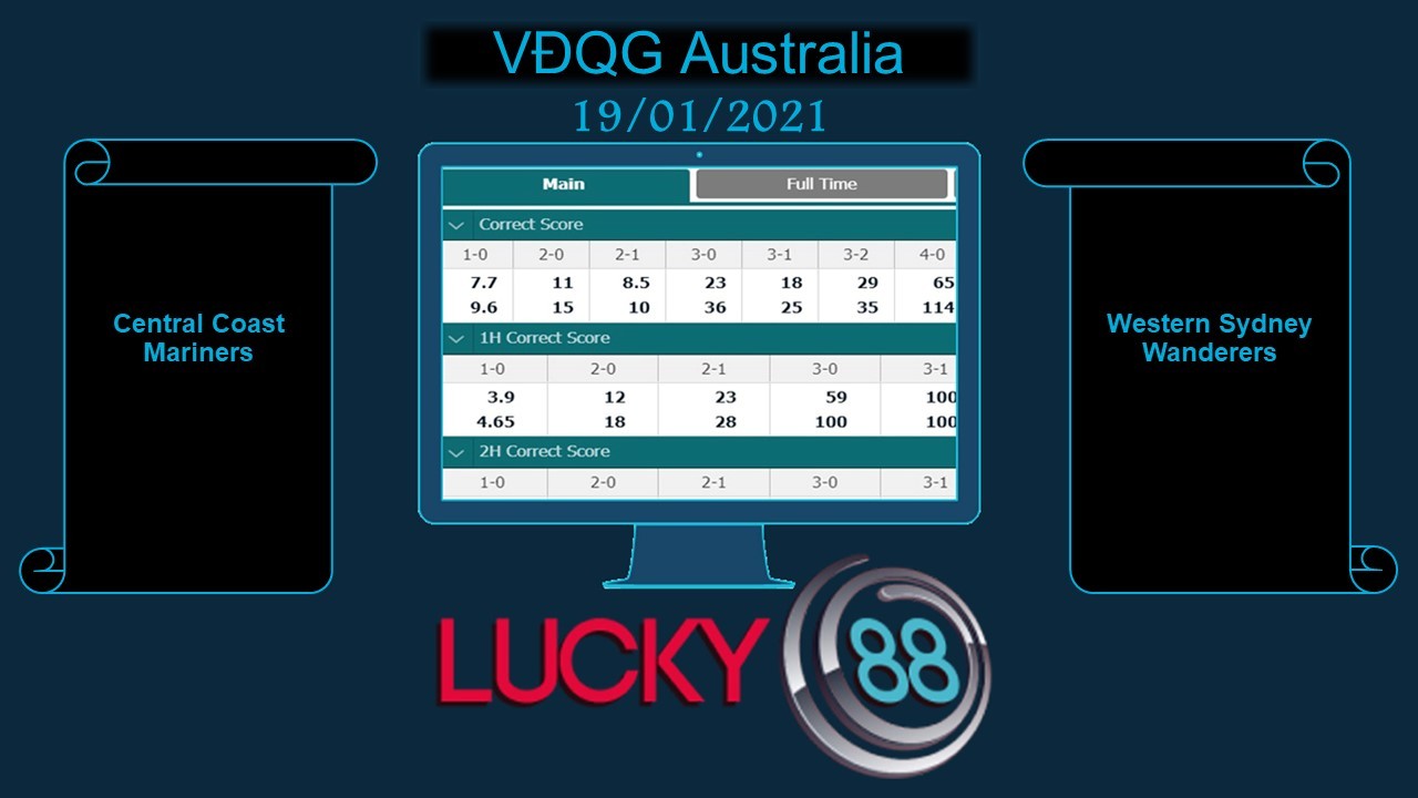 LUCKY88 Central Coast Mariners vs Western Sydney Wanderers , Soi kèo bóng đá hôm nay 19/01/2021, VĐQG Australia