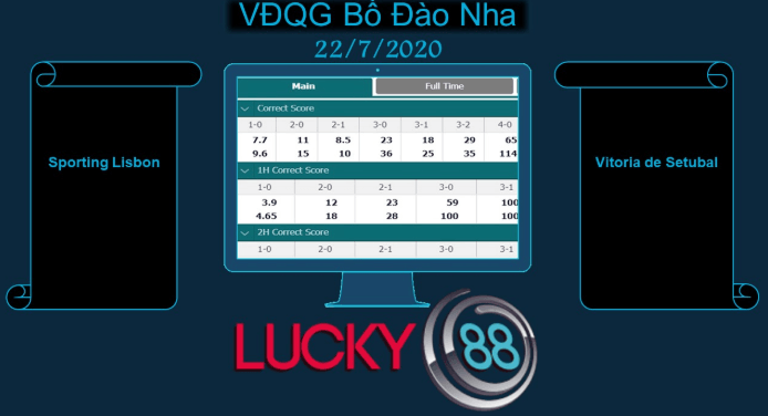 LUCKY88 Sporting Lisbon vs Vitória de Setúbal  , Soi kèo bóng đá hôm nay 22/07/2020, VĐQG Bồ Đào Nha
