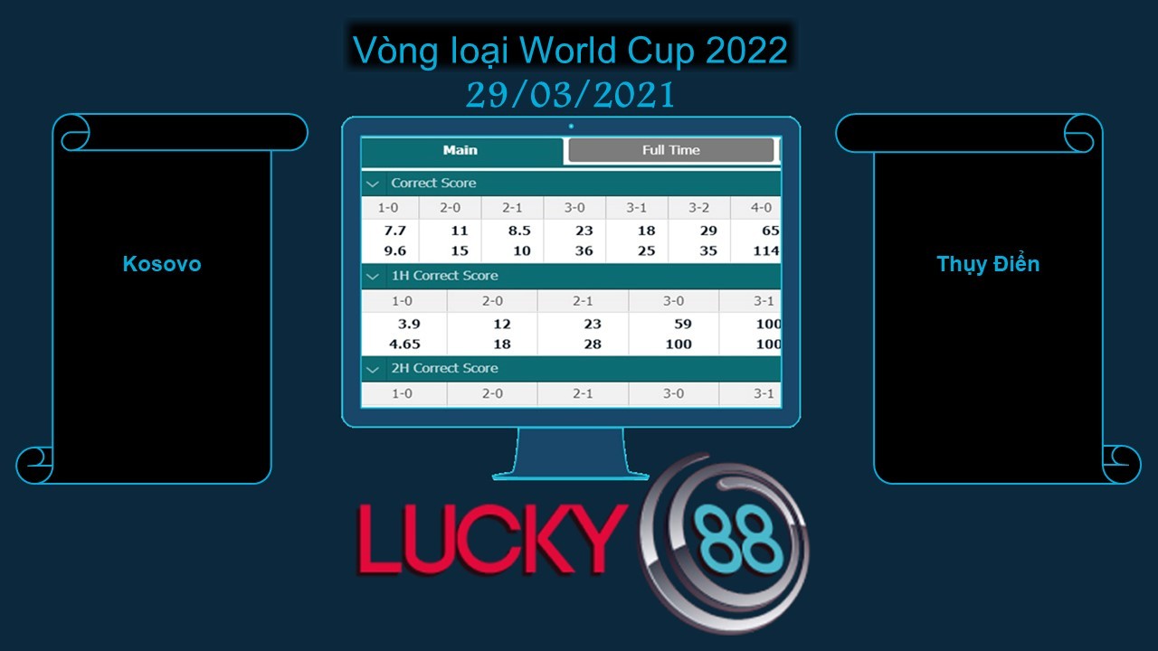 LUCKY88 Kosovo vs Thụy Điển  , Soi kèo bóng đá hôm nay 29/03/2021,  Vòng loại World Cup 2022