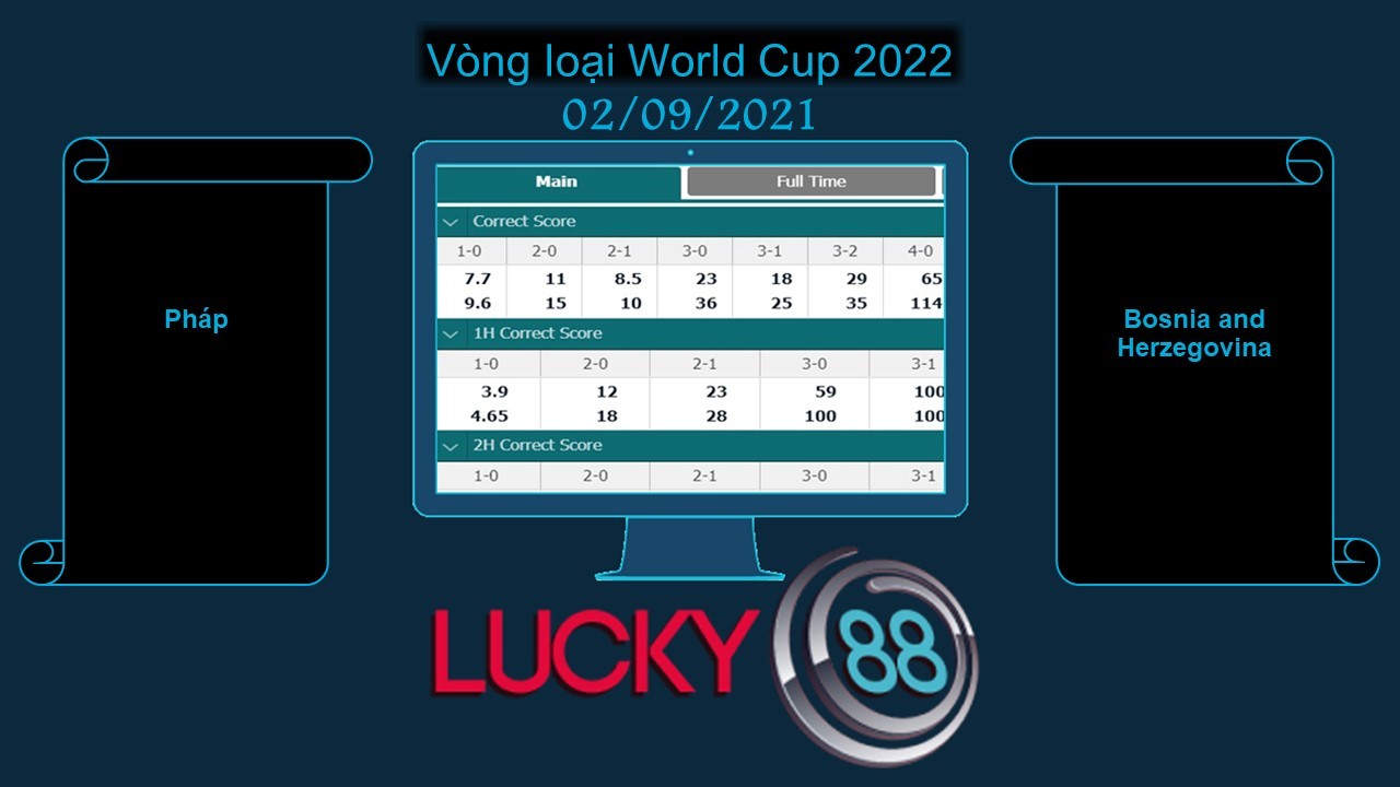 LUCKY88 Pháp vs Bosnia and Herzegovina , Soi kèo bóng đá hôm nay 02/09/2021,  Vòng loại World Cup 2022