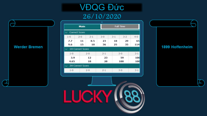 LUCKY88 Werder Bremen vs 1899 Hoffenheim , Soi kèo bóng đá hôm nay 26/10/2020, VĐQG Đức
