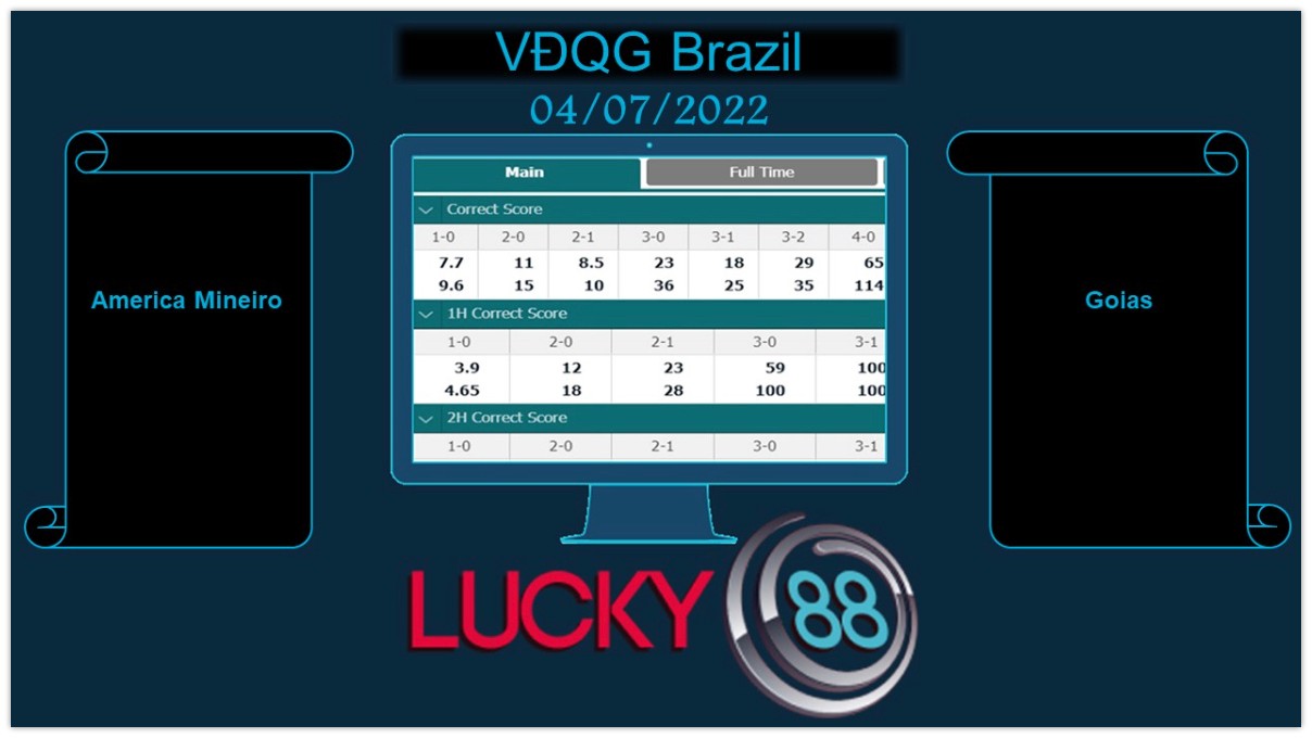 LUCKY88 America Mineiro vs Goias , Soi kèo bóng đá hôm nay 04/07/2022, VĐQG Brazil