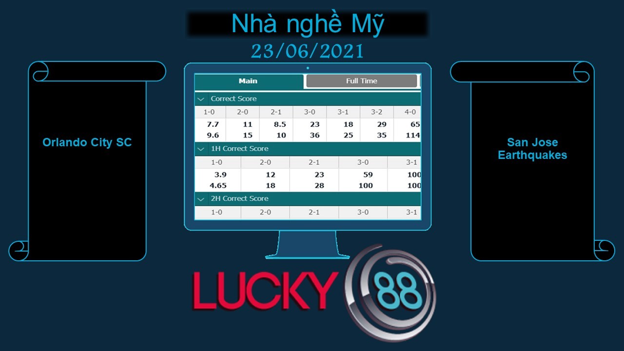 LUCKY88 Orlando City SC vs San Jose Earthquakes  , Soi kèo bóng đá hôm nay  23/06/2021, Nhà nghề Mỹ