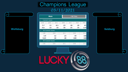 LUCKY88 Wolfsburg vs Salzburg  , Soi kèo bóng đá hôm nay 03/11/2021, Champions League