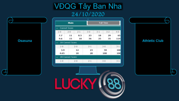 LUCKY88 Osasuna vs Athletic Club , Soi kèo bóng đá hôm nay 24/10/2020, VĐQG Tây Ban Nha