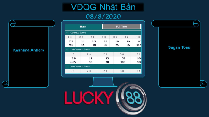 LUCKY88 Kashima Antlers vs Sagan Tosu , Soi kèo bóng đá hôm nay 08/08/2020, VĐQG Nhật Bản