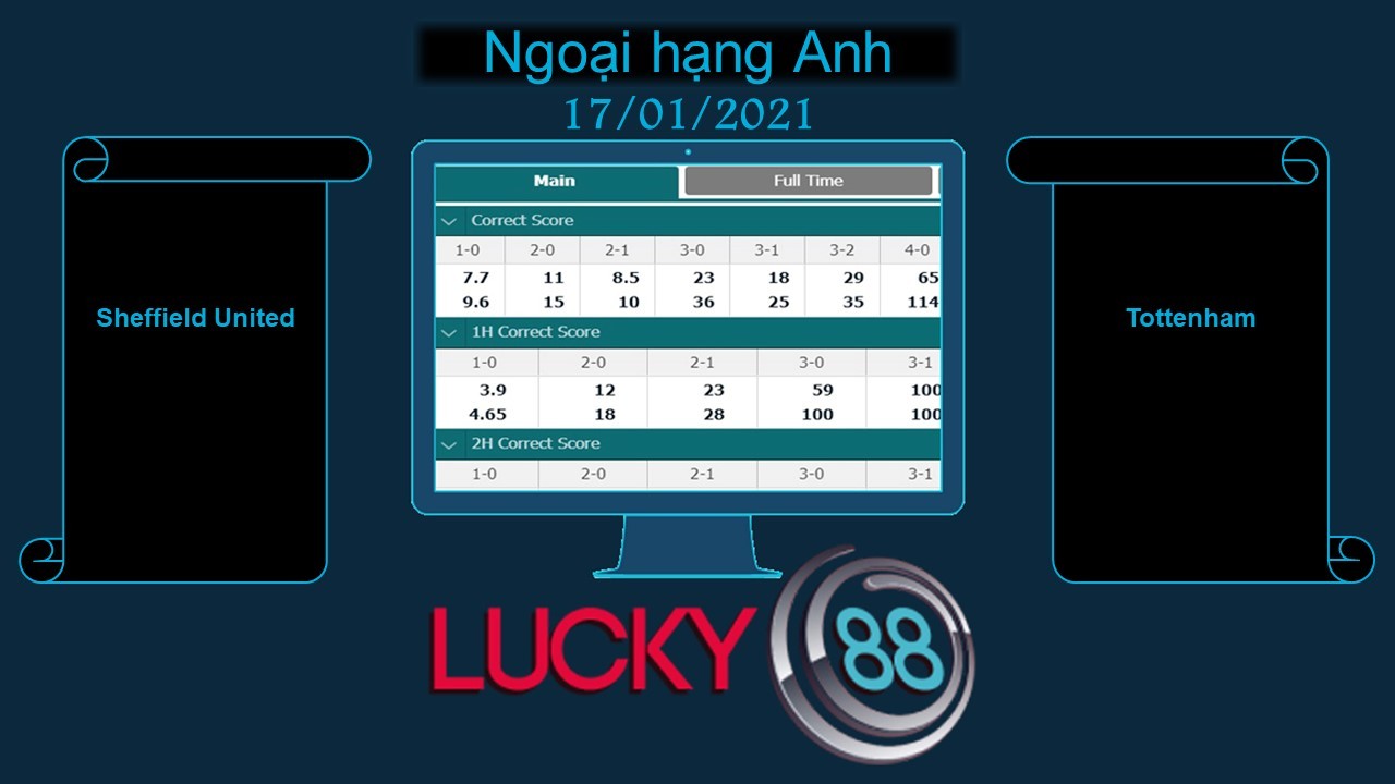 LUCKY88 Sheffield United vs Tottenham , Soi kèo bóng đá hôm nay 17/01/2021,  Ngoại hạng Anh