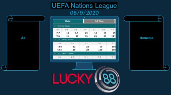 LUCKY88 Áo vs Romania, Soi kèo bóng đá hôm nay 08/09/2020, UEFA Nations League
