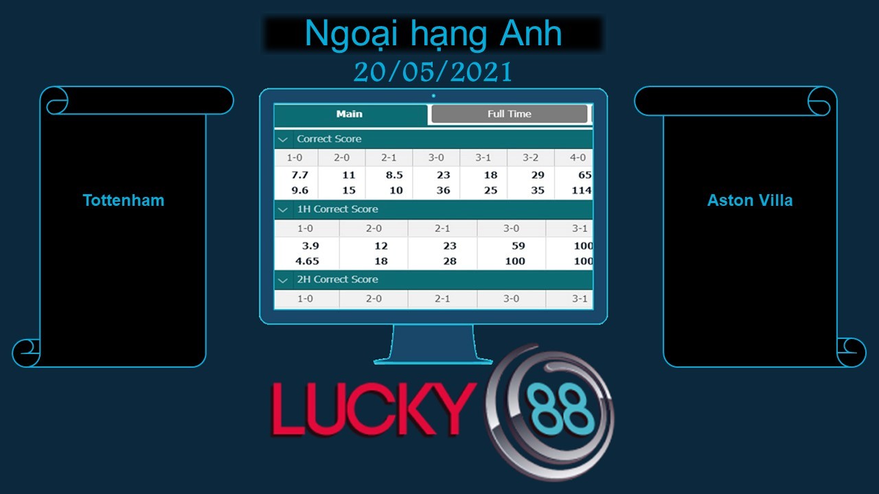 LUCKY88 Tottenham vs Aston Villa  , Soi kèo bóng đá hôm nay 20/05/2021,  Ngoại hạng Anh