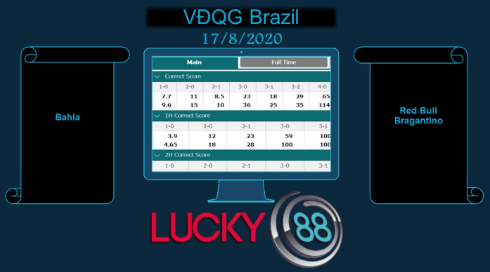 LUCKY88 Bahia vs Red Bull Bragantino  , Soi kèo bóng đá hôm nay 17/08/2020, VĐQG Brazil