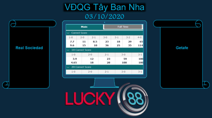 LUCKY88 Real Sociedad vs Getafe , Soi kèo bóng đá hôm nay 03/10/2020,   VĐQG Tây Ban Nha