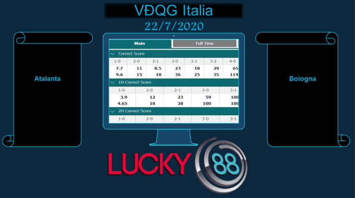 LUCKY88 Atalanta vs Bologna  , Soi kèo bóng đá hôm nay 22/07/2020, VĐQG Italia